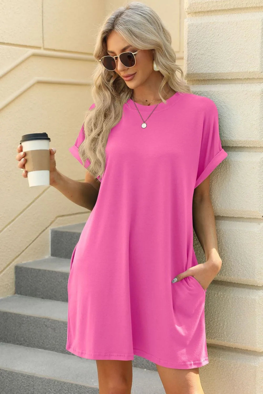 Short Sleeve Mini Dress with Pockets