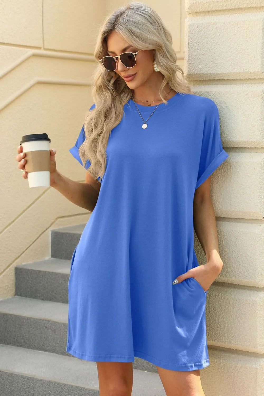 Short Sleeve Mini Dress with Pockets